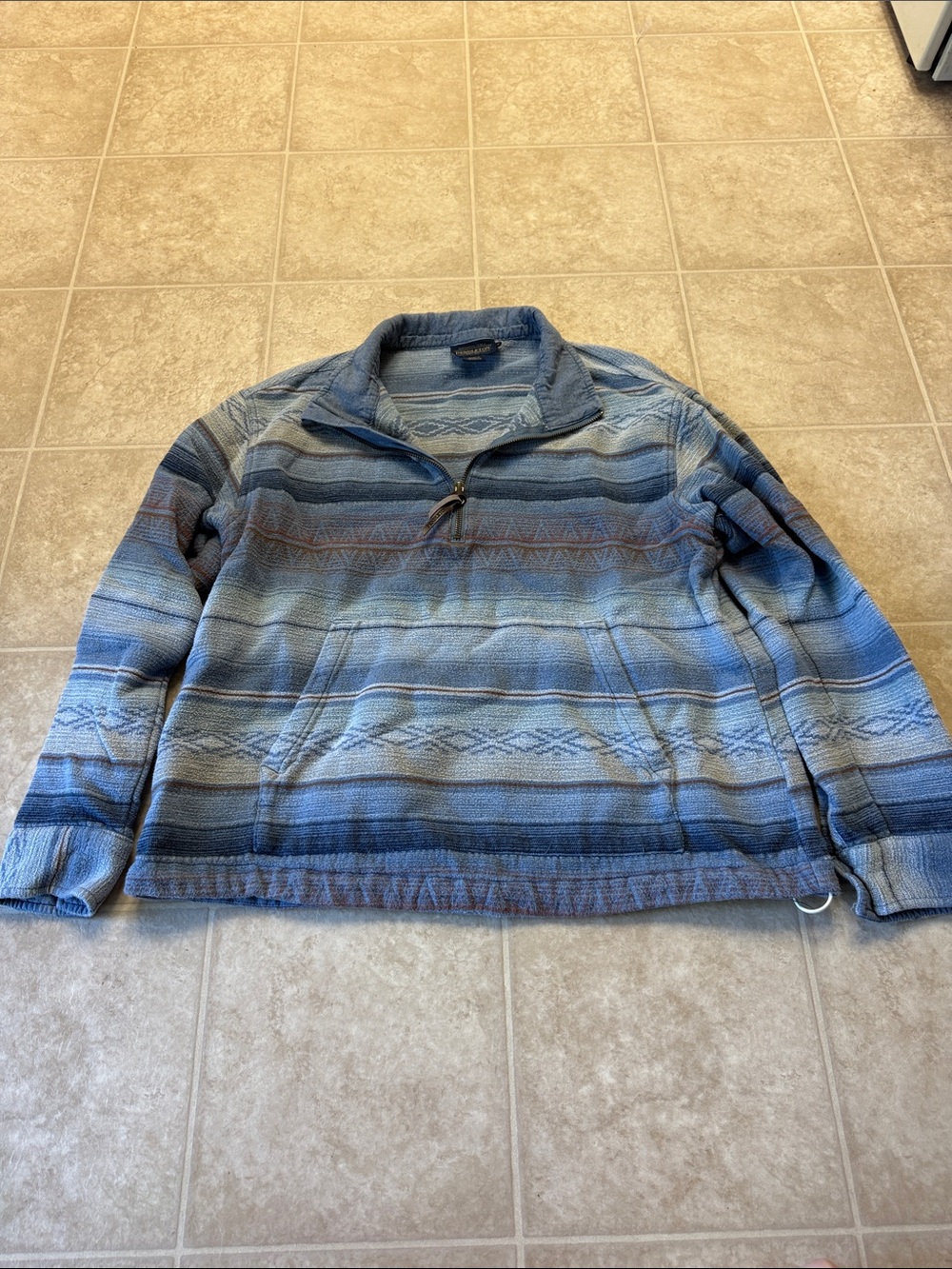 Women’s Blue Striped Quarter-Zip Pullover Jacket